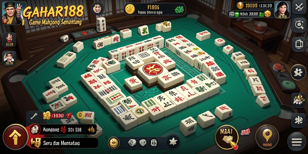 Screenshot GAHAR188 menampilkan gameplay Mahjong yang seru dan interaktif.