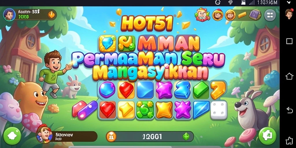Screenshot HOT51 menampilkan gameplay match-3 yang mengasyikkan dengan grafis cerah.