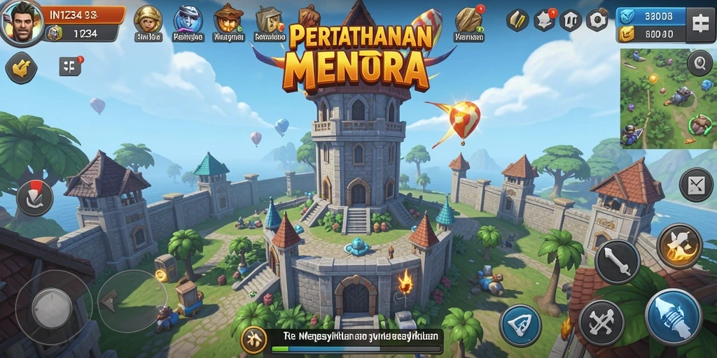 Gameplay seru Tower Defense di IN1234 dengan menara yang strategis.