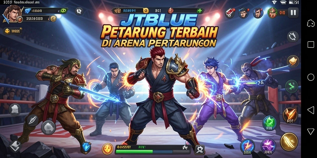 Screenshot JTBLUE menampilkan aksi pertarungan yang seru dan dinamis di arena.