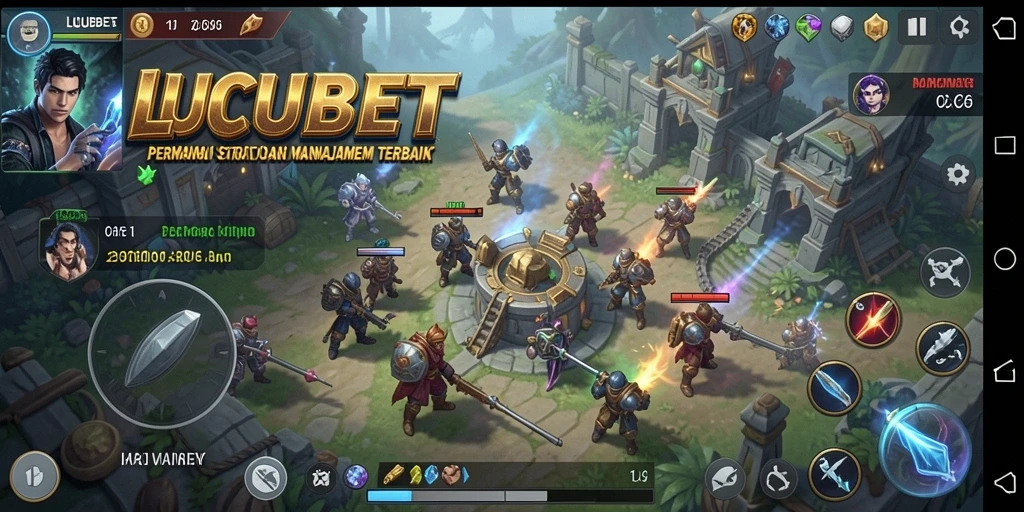 Tampilan gameplay LUCUBET dengan strategi dan pertempuran yang menegangkan.