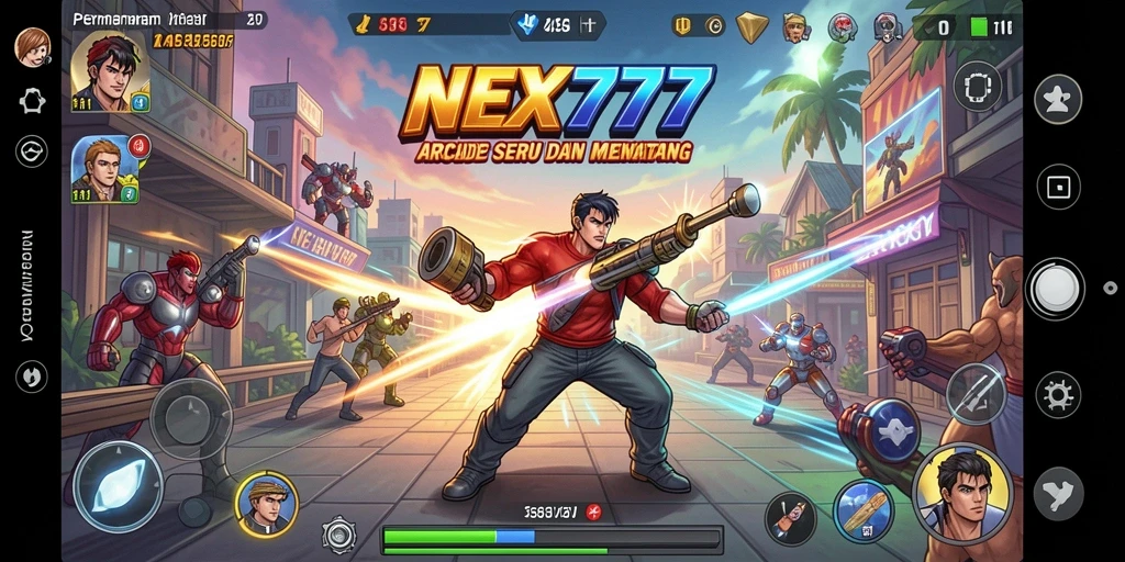 Tangkapan layar utama NEX777 menampilkan aksi gameplay arcade yang mengasyikkan.