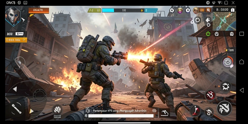 Gameplay seru dengan aksi tembak-menembak intens di ORA78.