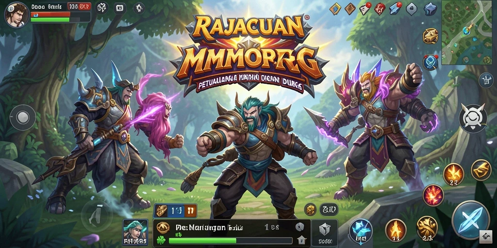 Tangkapan layar menampilkan pertarungan epik dalam game MMORPG RAJACUAN.