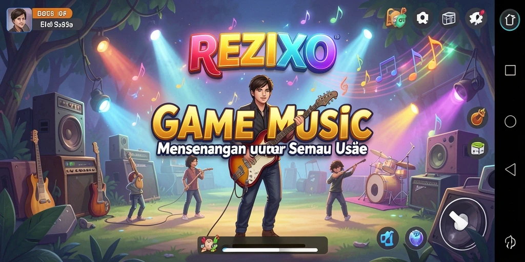 Gameplay seru REZIXO yang menghadirkan berbagai pilihan musik.