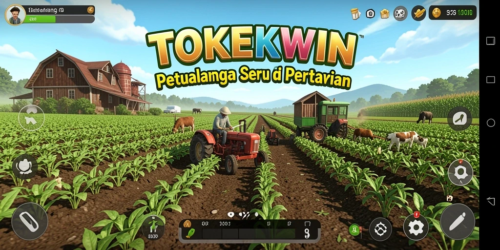 Screenshot menunjukkan gameplay pertanian yang menawan dan interaktif.