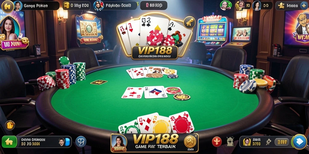 Tampilan seru dari gameplay Poker di VIP188.